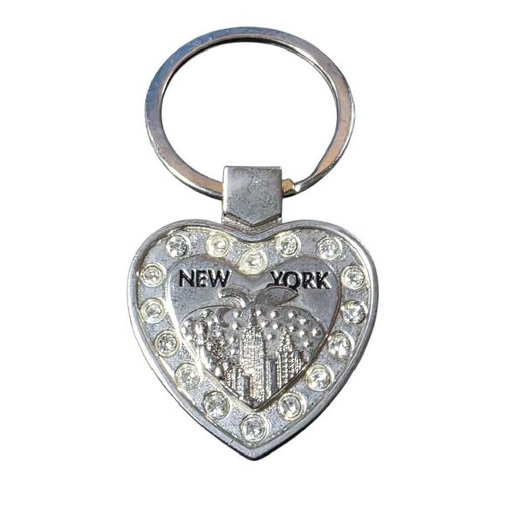 Silver Heart New York Keychain